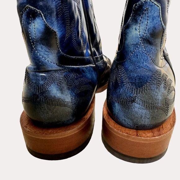 Horse Power HP Mens Cowboy Western Boots Leather Blue 8 D bv - Picture 7 of 11